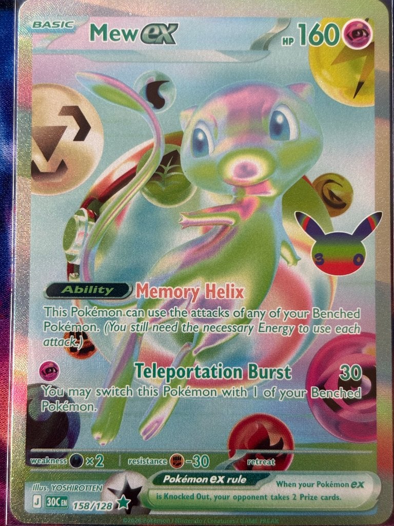 Mew ex (30C 158) - 30th celebration secret rare, Hobby en Vrije tijd, Ophalen of Verzenden, Nieuw, Losse kaart, Foil