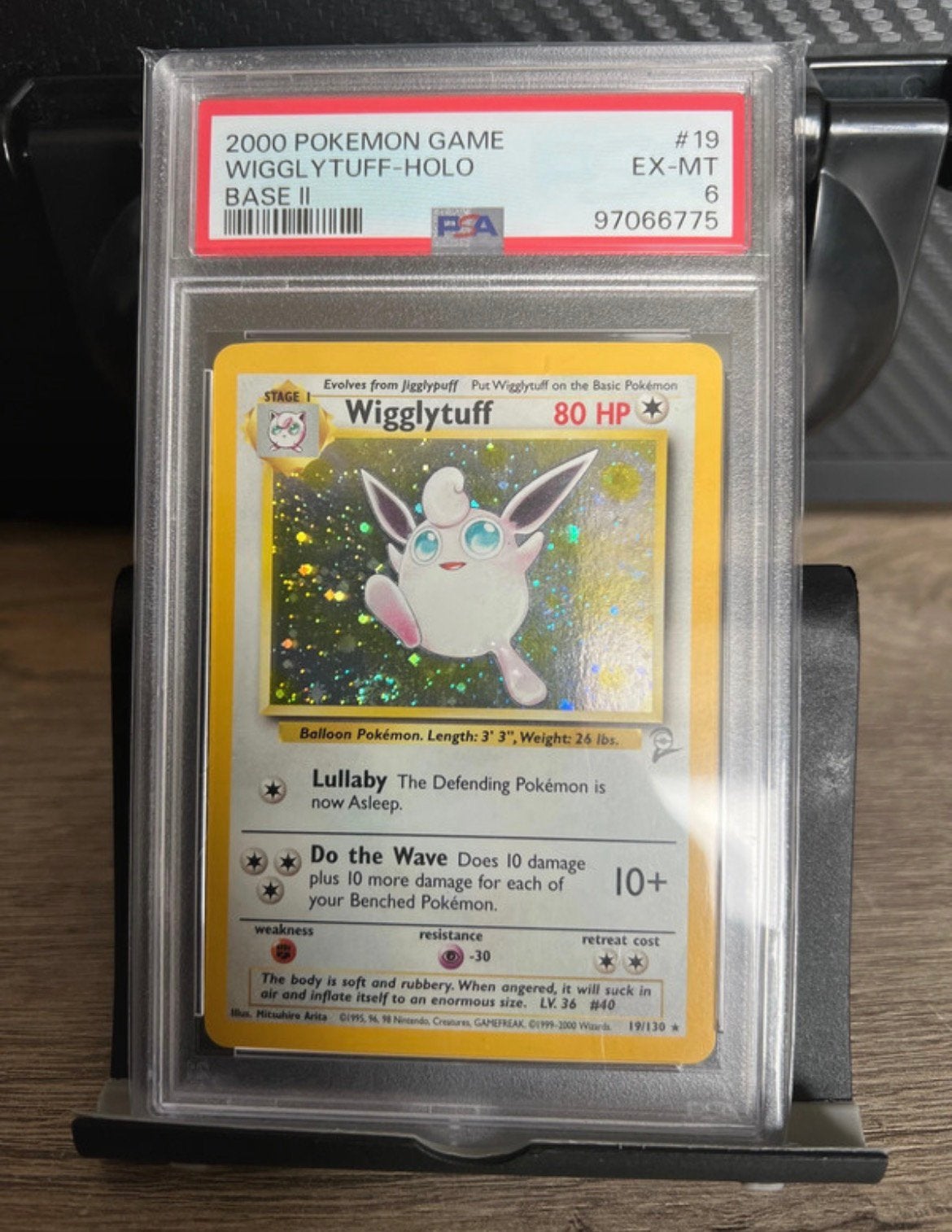 2000 Pokemon Wigglytuff 19 - Holo Base 2 PSA 6, Ophalen of Verzenden, Zo goed als nieuw, Losse kaart