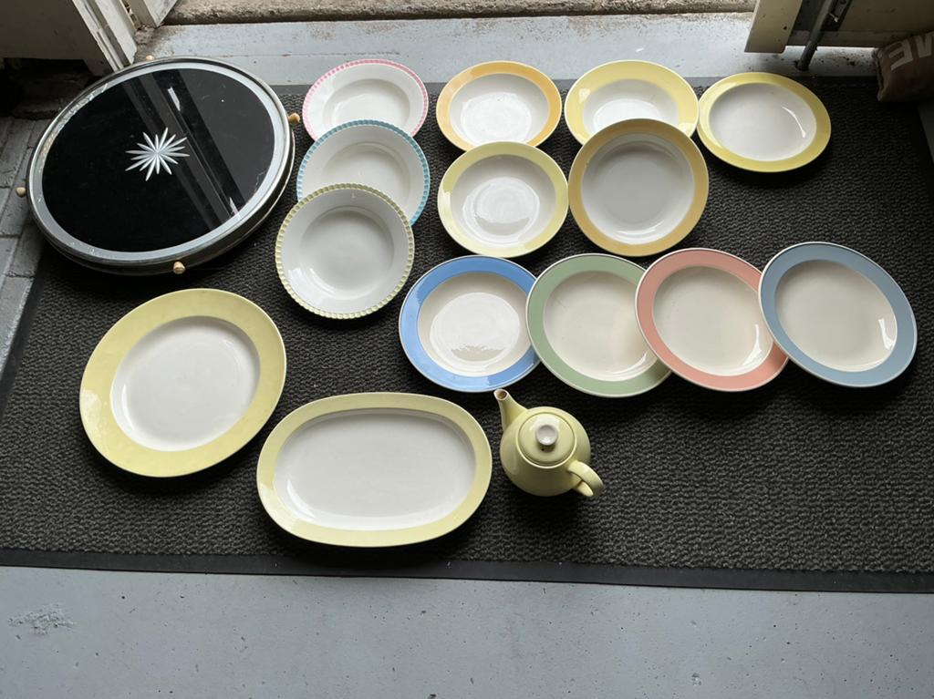PASTEL BORDEN OUD SERVIES SPHINX-BOCH-PETRUS REGOUT JAREN 50, Ophalen of Verzenden