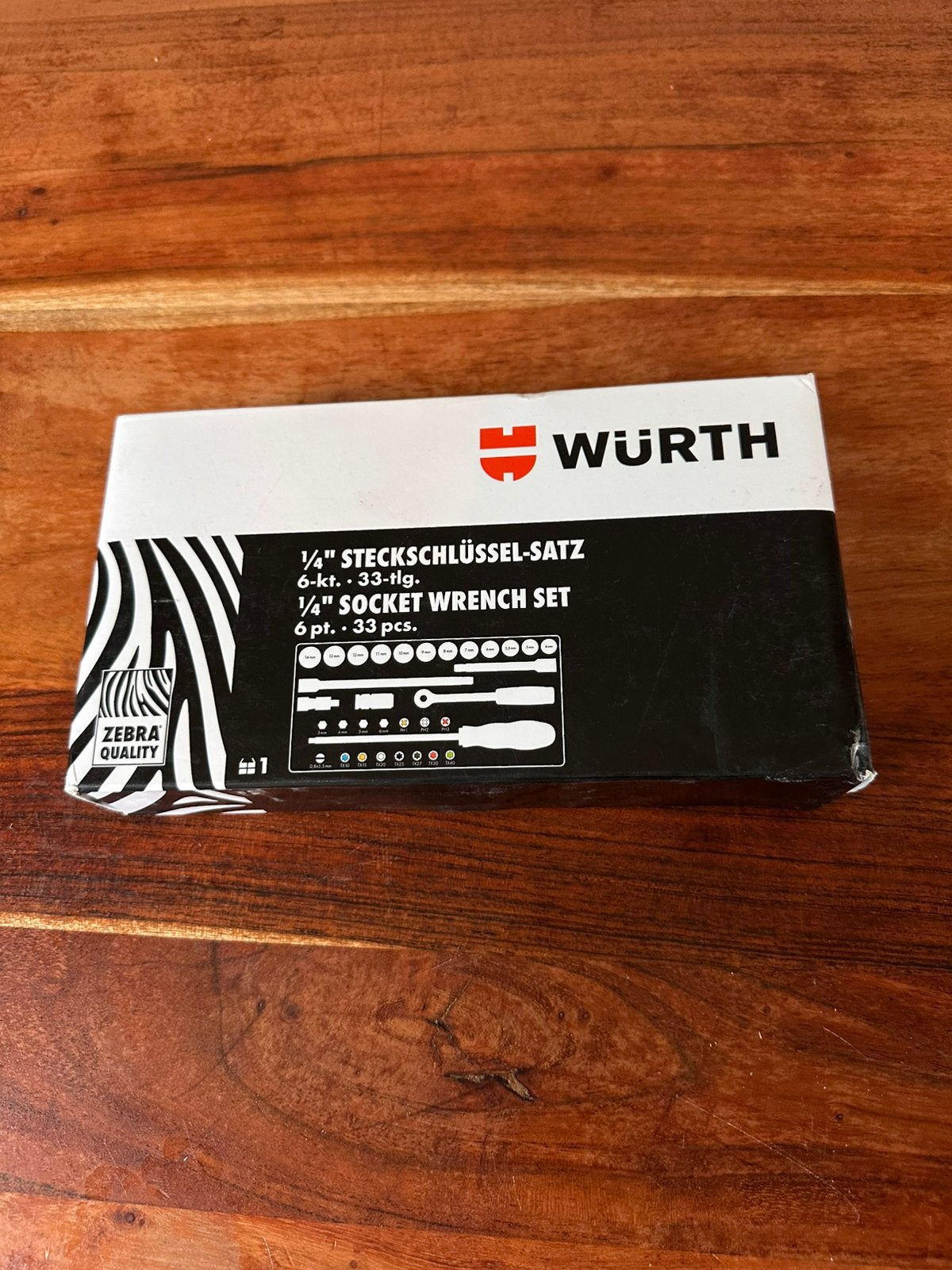 Würth Zebra Quality 1/4” doppenset / ratelset, 33-delig., Ophalen of Verzenden, Zo goed als nieuw