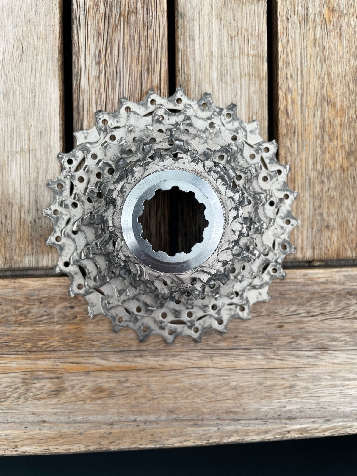 Shimano 10-speed cassette voor racefiets of mountainbike, Gebruikt, Staal, Ophalen of Verzenden, Derailleur of Ketting