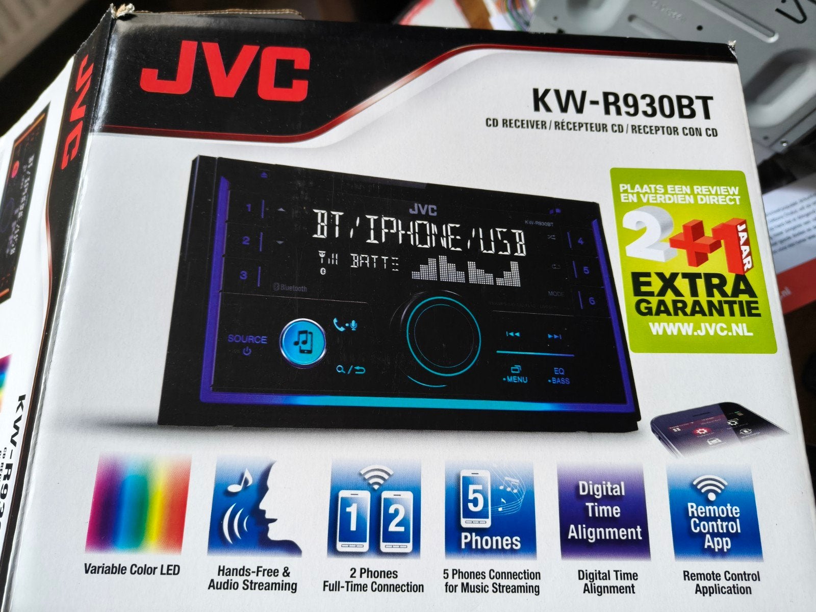 JVC KW-R930BT CD-ontvanger met Bluetooth en USB, Ophalen of Verzenden, Gebruikt
