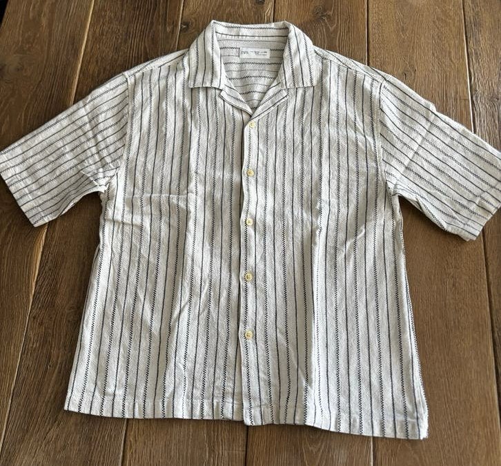 Zara blouse met streepjes beige/wit maat 164, Kinderen en Baby's, Kinderkleding | Maat 164, Ophalen of Verzenden, Zo goed als nieuw