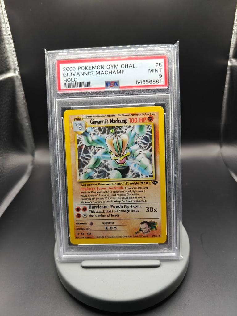 Giovanni's Machamp 6/132 Gym Challenge - Pokemon Kaart -PSA9, Ophalen of Verzenden, Zo goed als nieuw, Losse kaart, Foil