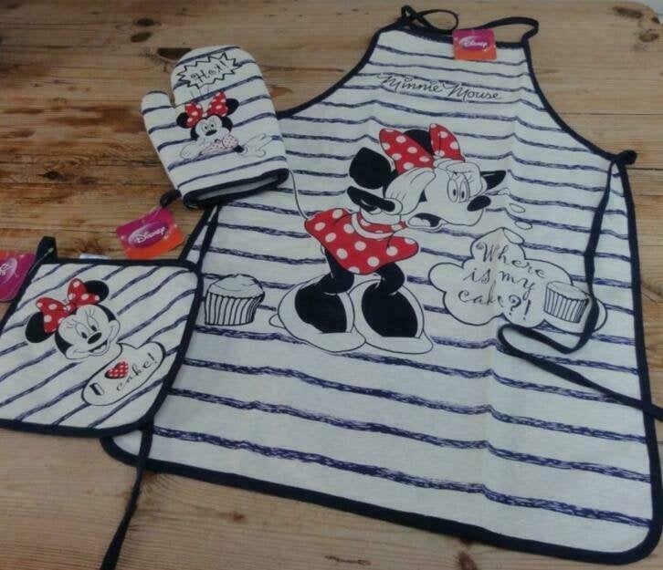 3 Delige kookset, ovenwant, pannenlap & keukenshort Disney, -, -, Overige typen, Ophalen of Verzenden