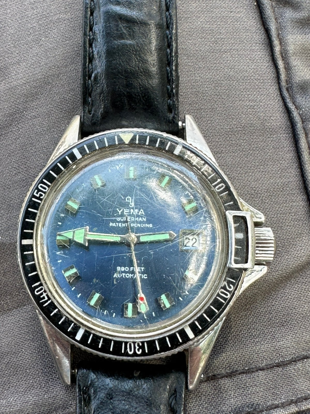 Jaren 60/70 yema superman automatic, Sieraden, Tassen en Uiterlijk, Horloges | Antiek, Ophalen of Verzenden, Staal, Overige merken
