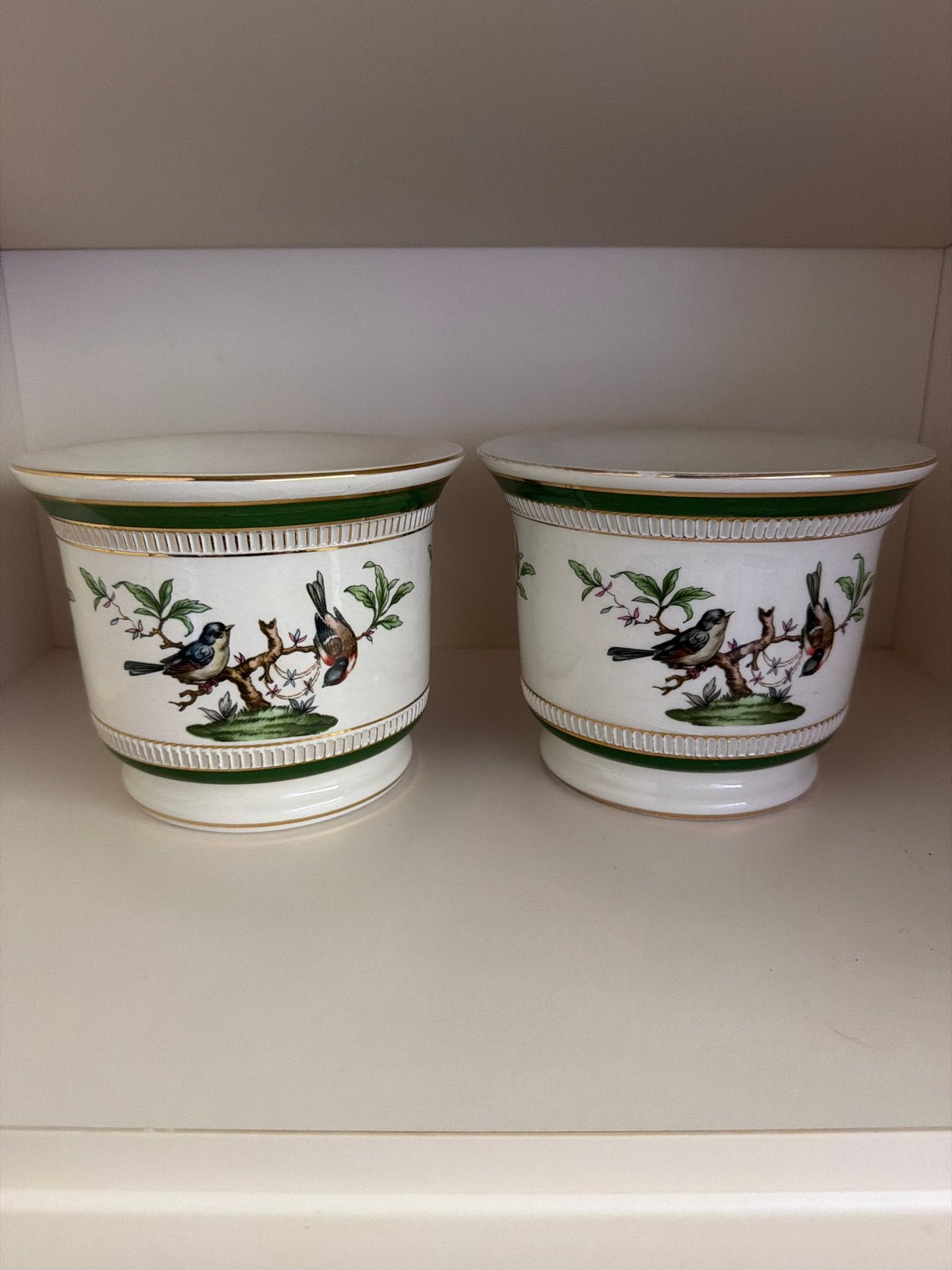 Set van 2 porseleinen bloempotten Florentine uit Italie, Antiek en Kunst, Ophalen of Verzenden
