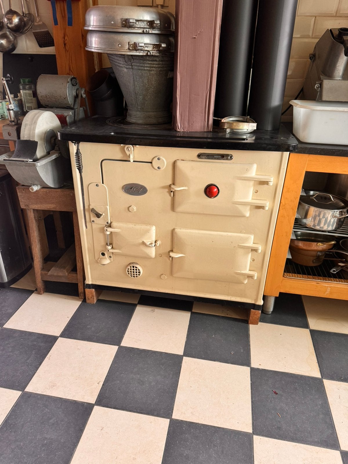 AGA kolen/hout fornuis met twee ovens, Ophalen, Gebruikt, 50 tot 100 cm, Minder dan 100 cm