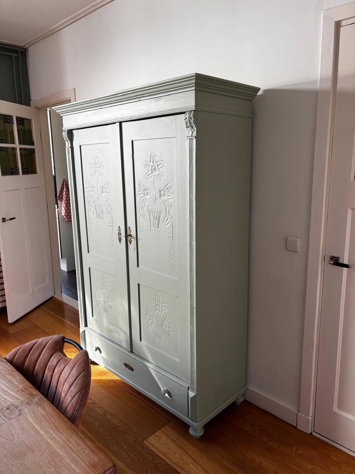 Linnenkast garderobe brocante kledingkast, Huis en Inrichting, Kasten | Kledingkasten, Gebruikt, 100 tot 150 cm, Antieke linnen kast