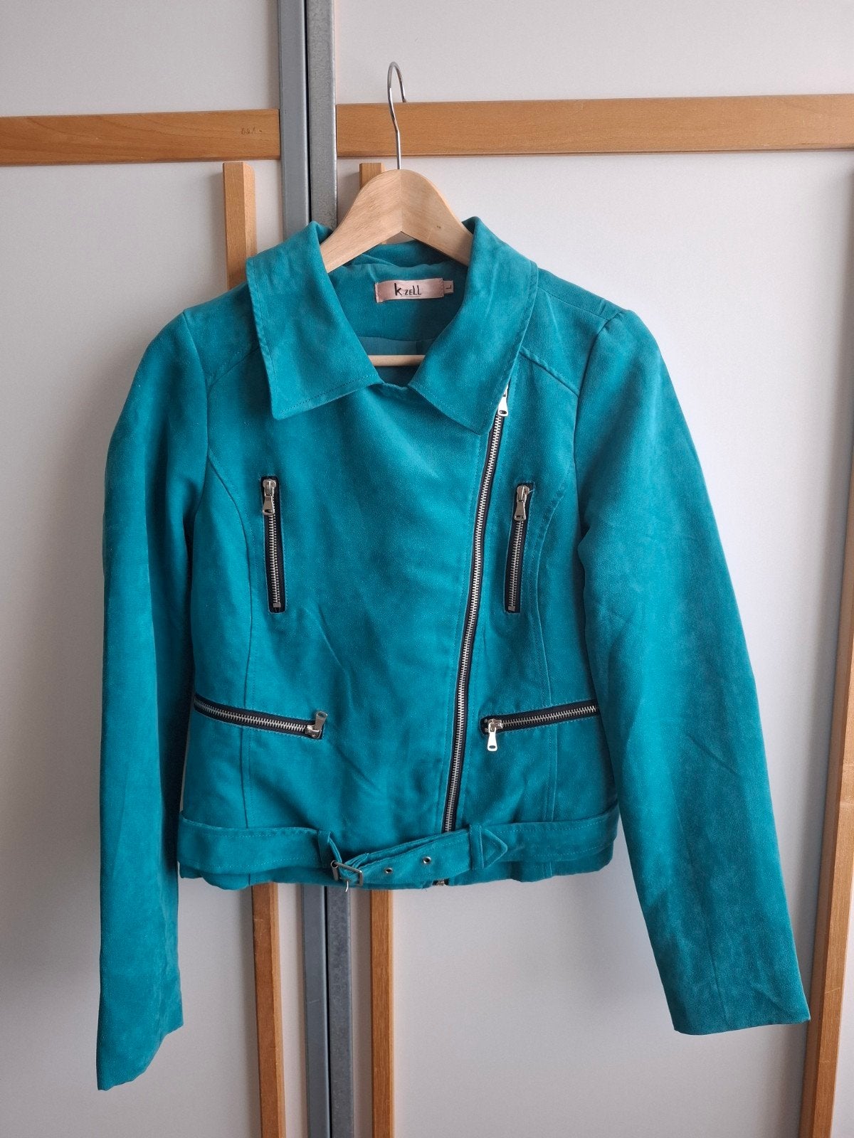 K.Zell suède look jasje in turquoise, Maat 38/40 (M), Overige kleuren, Ophalen of Verzenden, Zo goed als nieuw