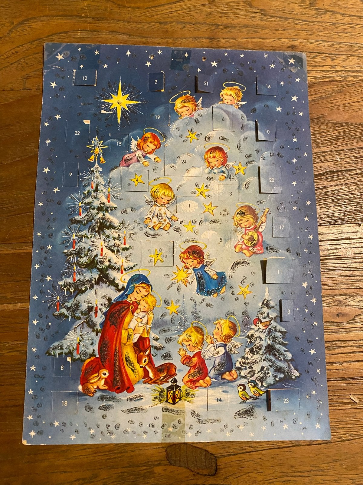 Vintage antieke advent kalender Krüger 1960, Diversen, Ophalen of Verzenden, Zo goed als nieuw