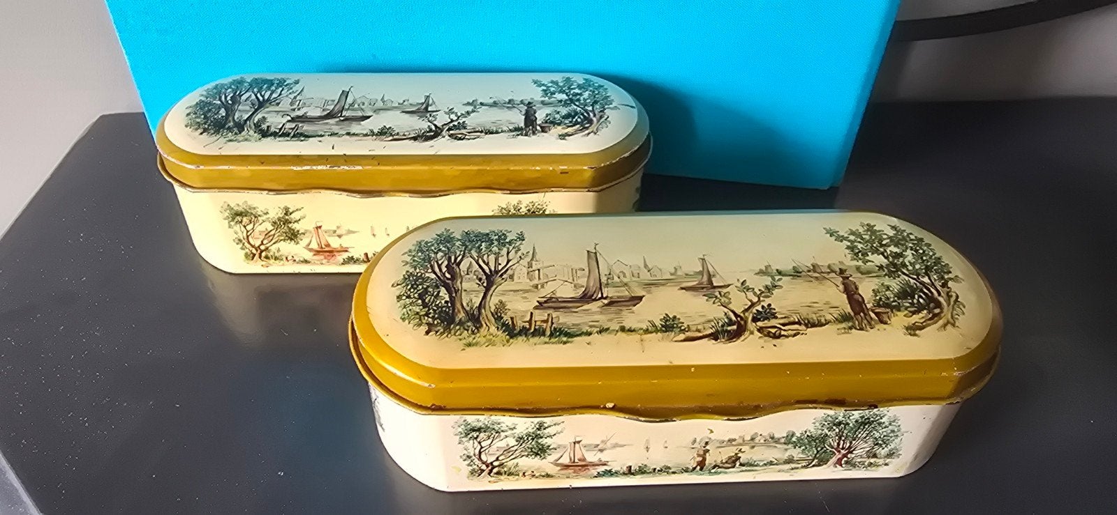 2x vintage lepel/vorkjes blik (€5 per stuk), Ophalen of Verzenden, Gebruikt, Overige, Douwe Egberts