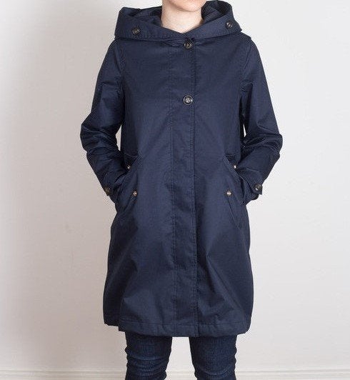 Woolrich parka maat S Prescott donkerblauw met capuchon, Zo goed als nieuw, Woolrich, Maat 36 (S), Verzenden