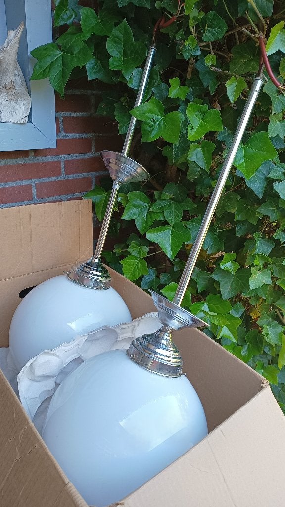 Vintage schoollamp -Twee identieke jaren 50/60 kantoorlampen, Ophalen, Gebruikt, Vintage  - fifties - sixties -chroom  design - Gispen - Philips