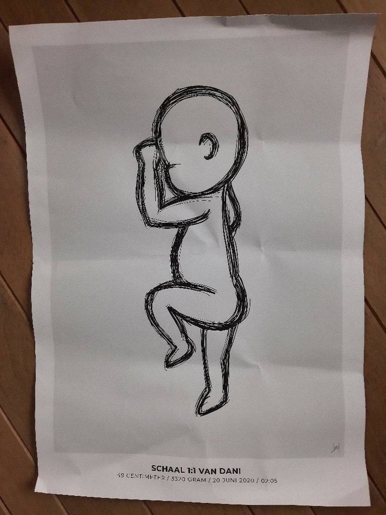 Geboorteposter poster met getekende baby, Ophalen of Verzenden, A1 t/m A3, Film en Tv