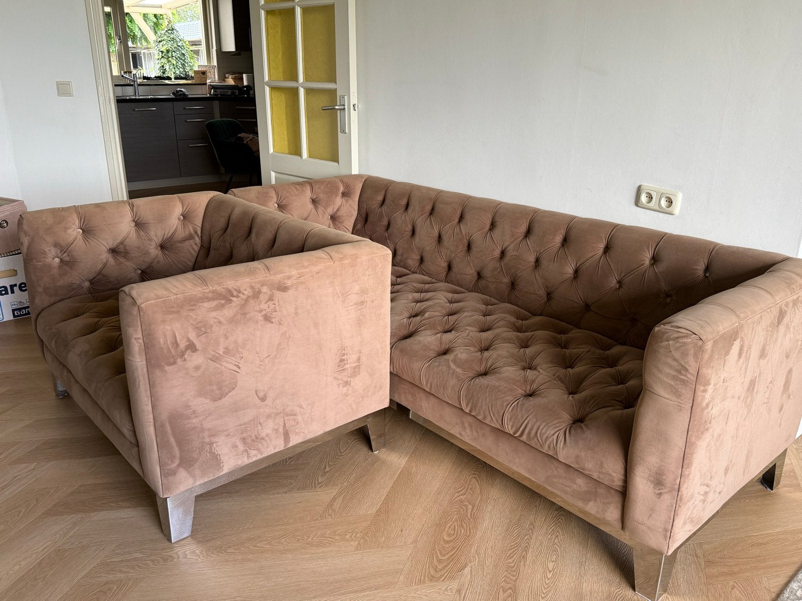 Riviera Maison Chesterfield Bank en Loveseat, Ophalen, Driepersoons, 75 tot 100 cm, Zo goed als nieuw