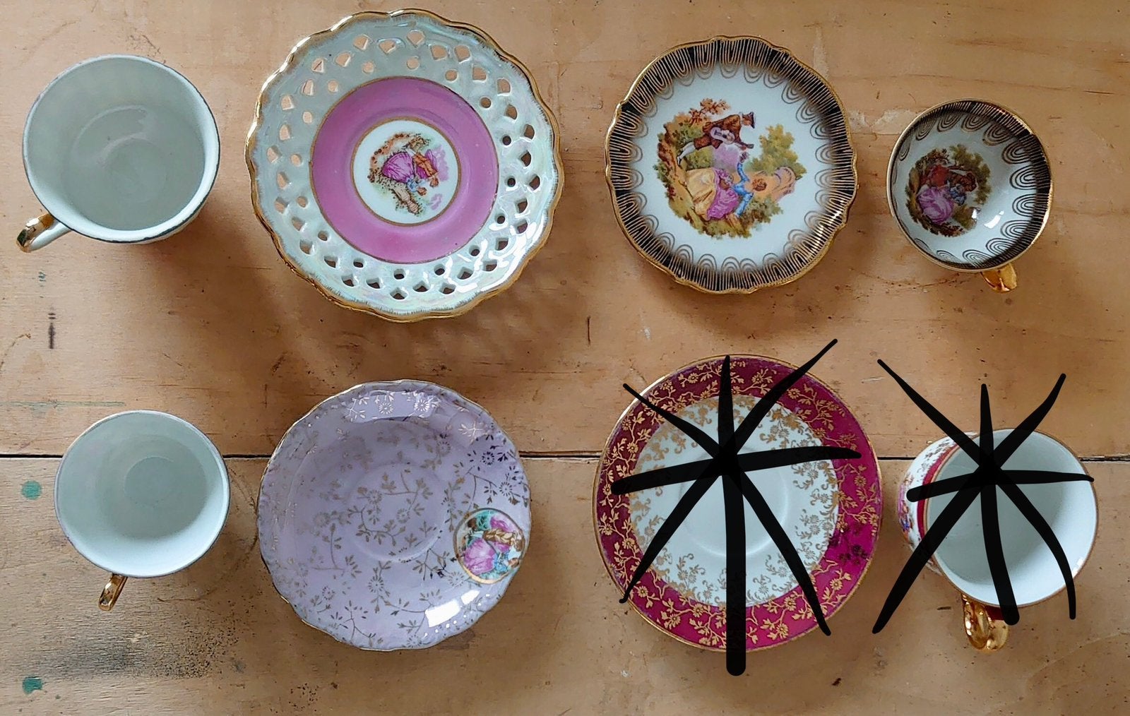 3x limoges style kop en schotels, Ophalen of Verzenden