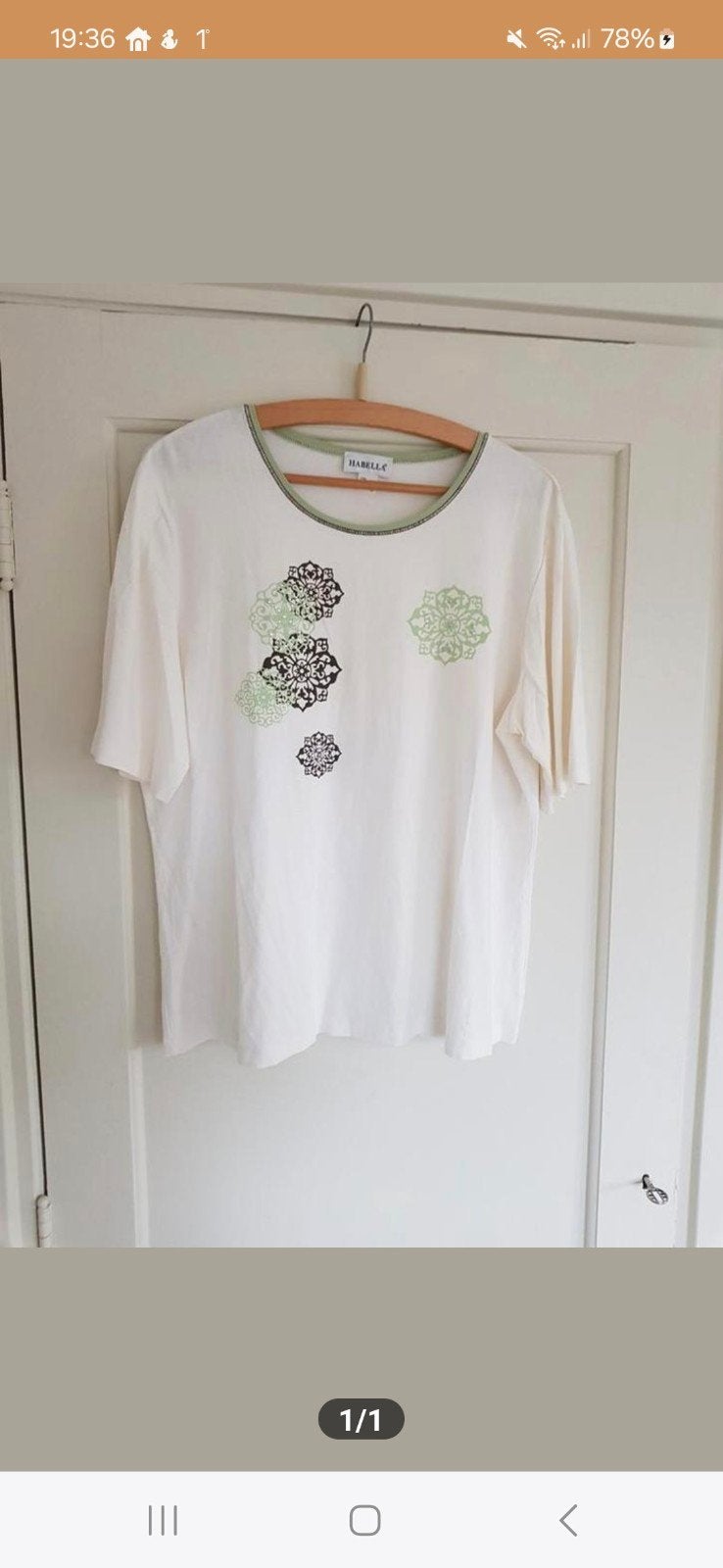 Beige / off white met groen t shirt van Habella. Maat 44., Kleding | Dames, Pyjama's, Habella, Ophalen of Verzenden, Zo goed als nieuw