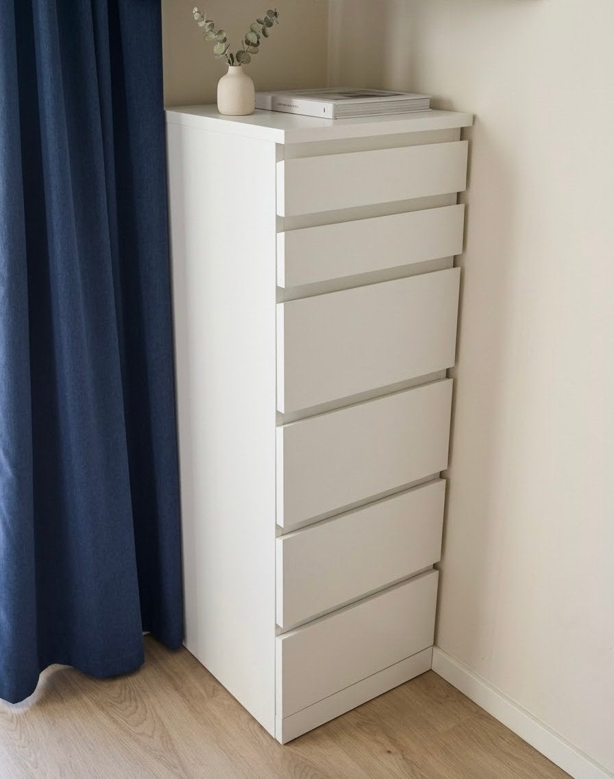 IKEA MALM Ladekast 6 Lades / Mirror Chest White 40x123, Ophalen, Minder dan 50 cm, Zo goed als nieuw, 150 tot 200 cm