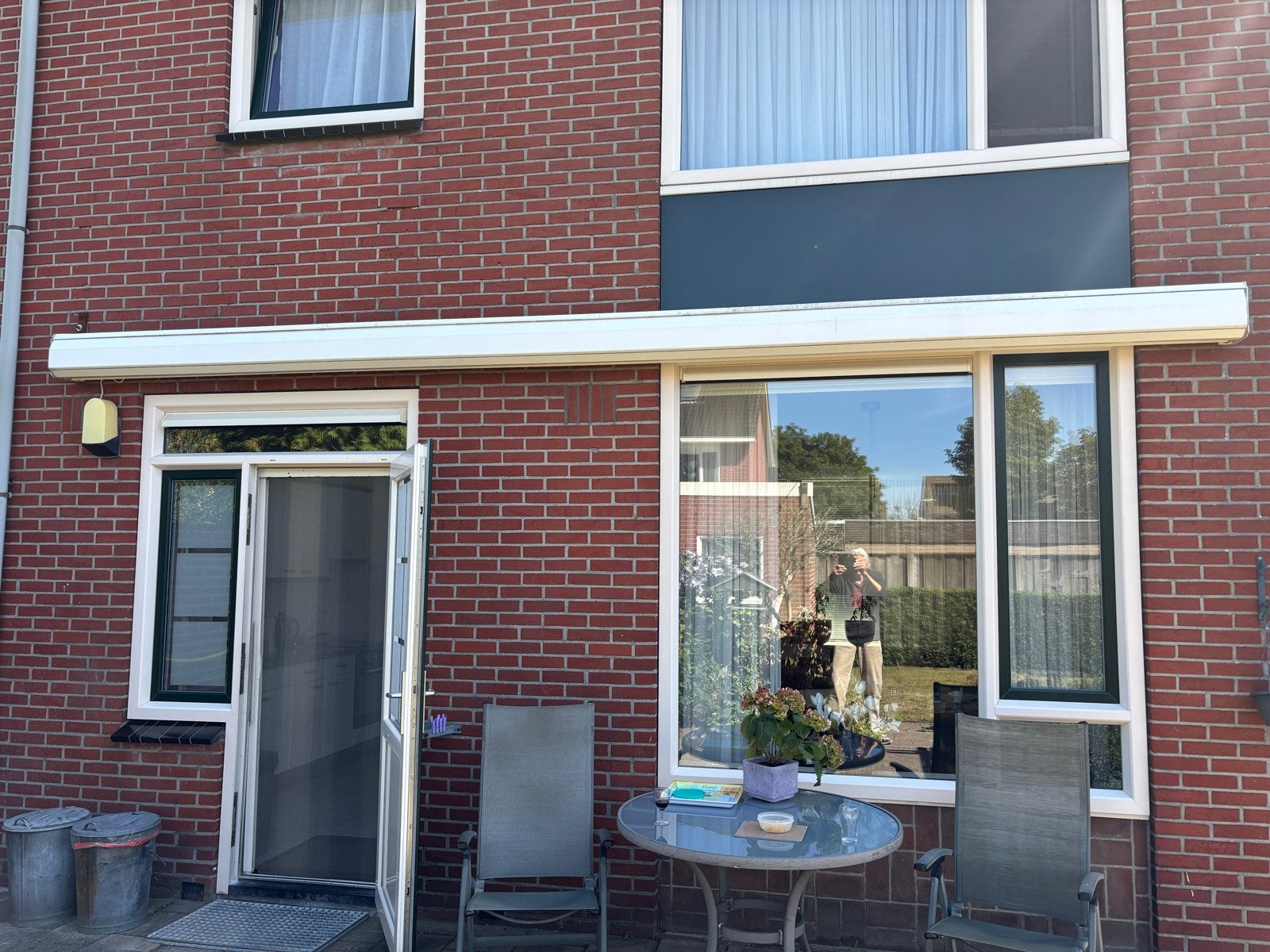 Elektrisch zonnescherm 5.6m breed, 2.6m uitval, z.g.a.n. doe, Ophalen, 450 cm of meer, Elektrisch, Zo goed als nieuw