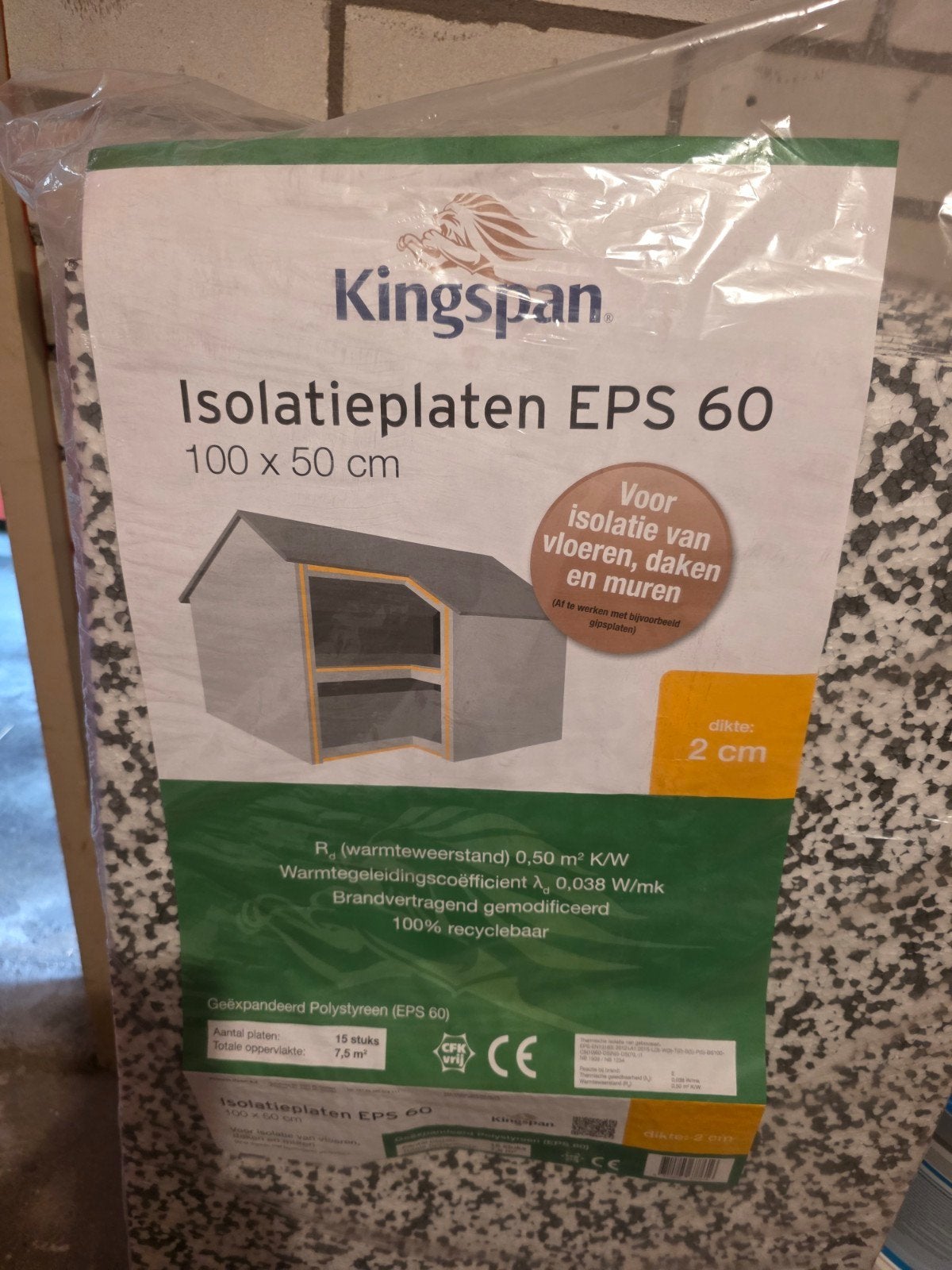 Kingspan Isolatieplaten EPS 60 - 2 cm dikte, Ophalen