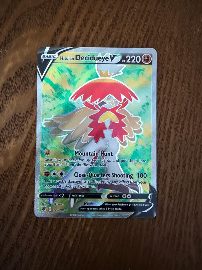 Hisuian Decidueye V Pokémon Kaart (Foil), Ophalen of Verzenden, Zo goed als nieuw, Losse kaart, Foil