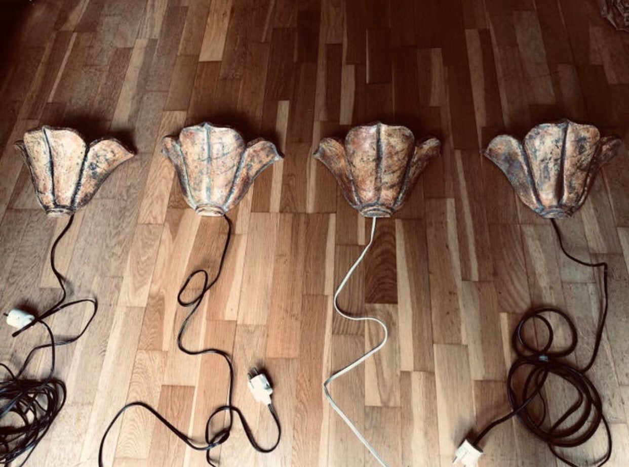 4 decor. wandlampen € 20 als nieuw; kunstenares Kari, Ophalen, Zo goed als nieuw