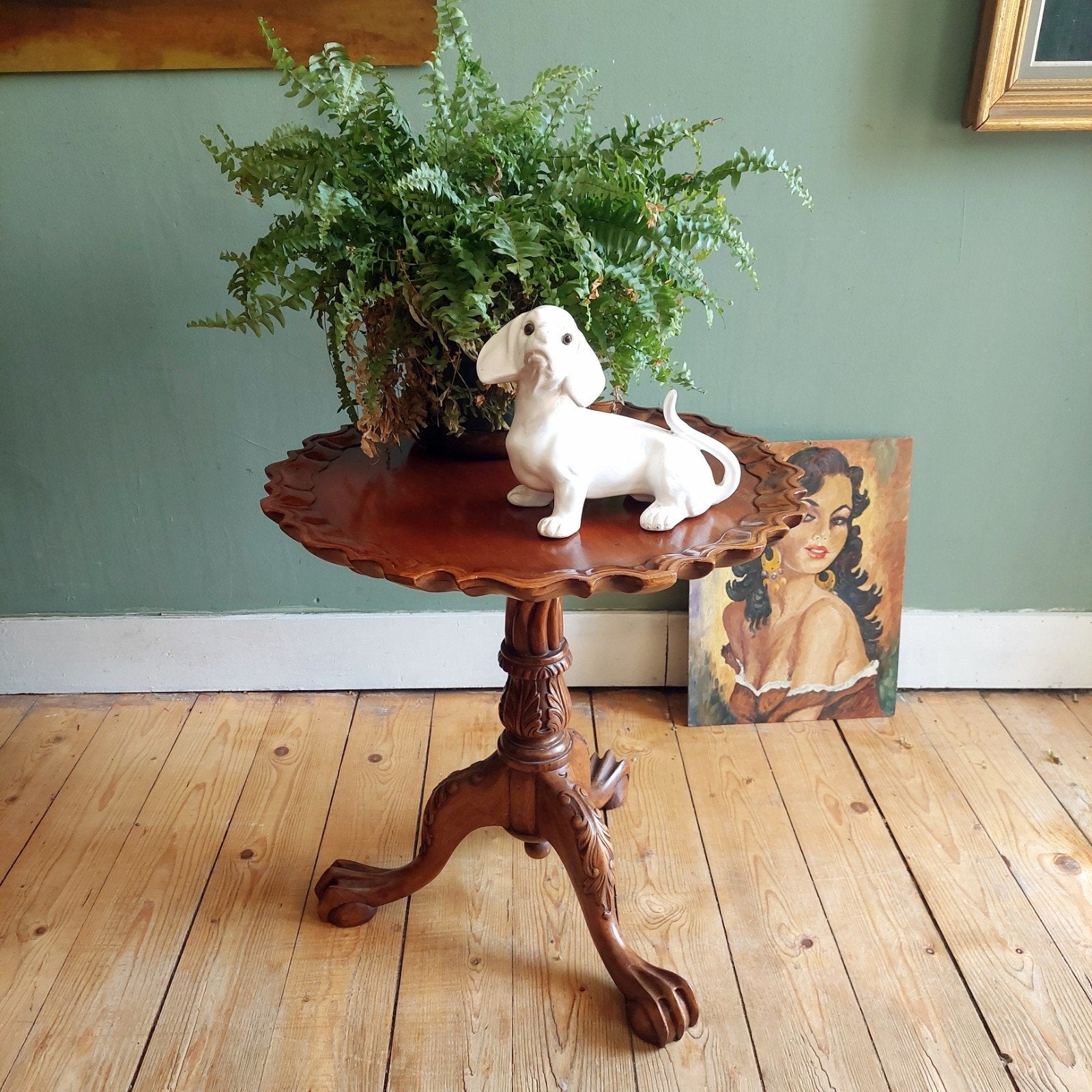 Lucky Vintage Tilt Top tafeltje Chippendale Pie crust rand, Ophalen