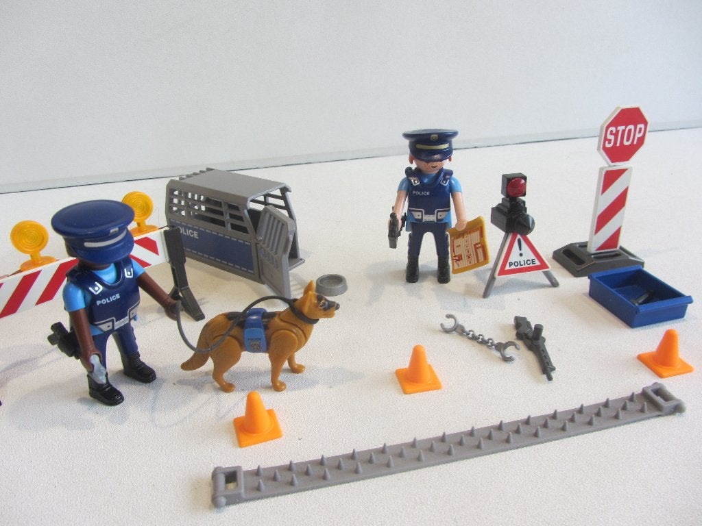 Playmobil Politiewegversperring  6924 met hond en spijkermat, Ophalen, Gebruikt, Losse onderdelen
