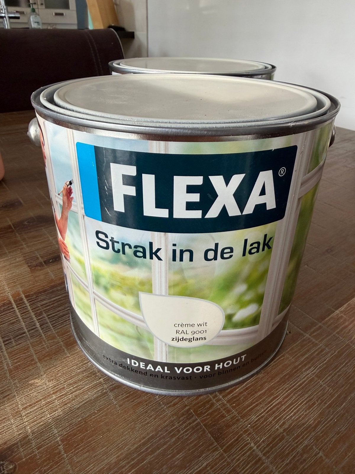 2x Flexa Strak in de Lak RAL 9001 Zijdeglans 2.5L, Ophalen, Wit, Nieuw, Verf