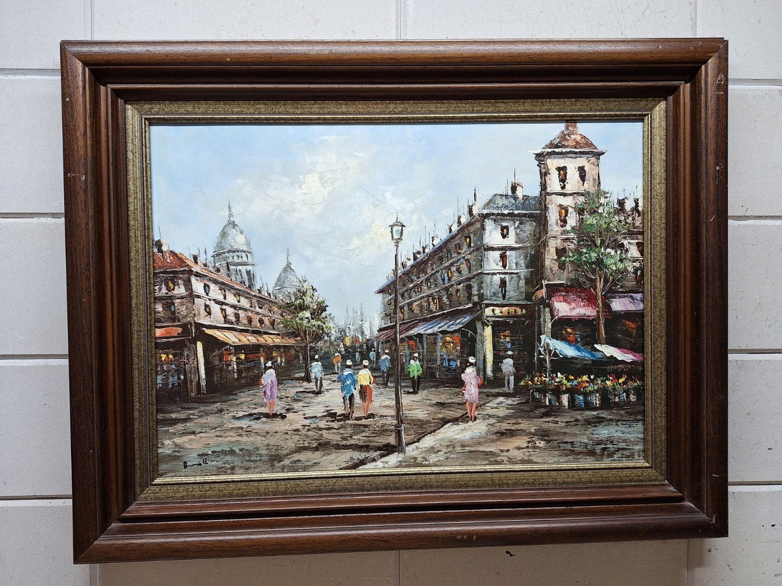 Olieverfschilderij Stadsgezicht Parijs Gesigneerd Ingelijst, Antiek en Kunst, Kunst | Schilderijen | Klassiek, Doek, Realistisch