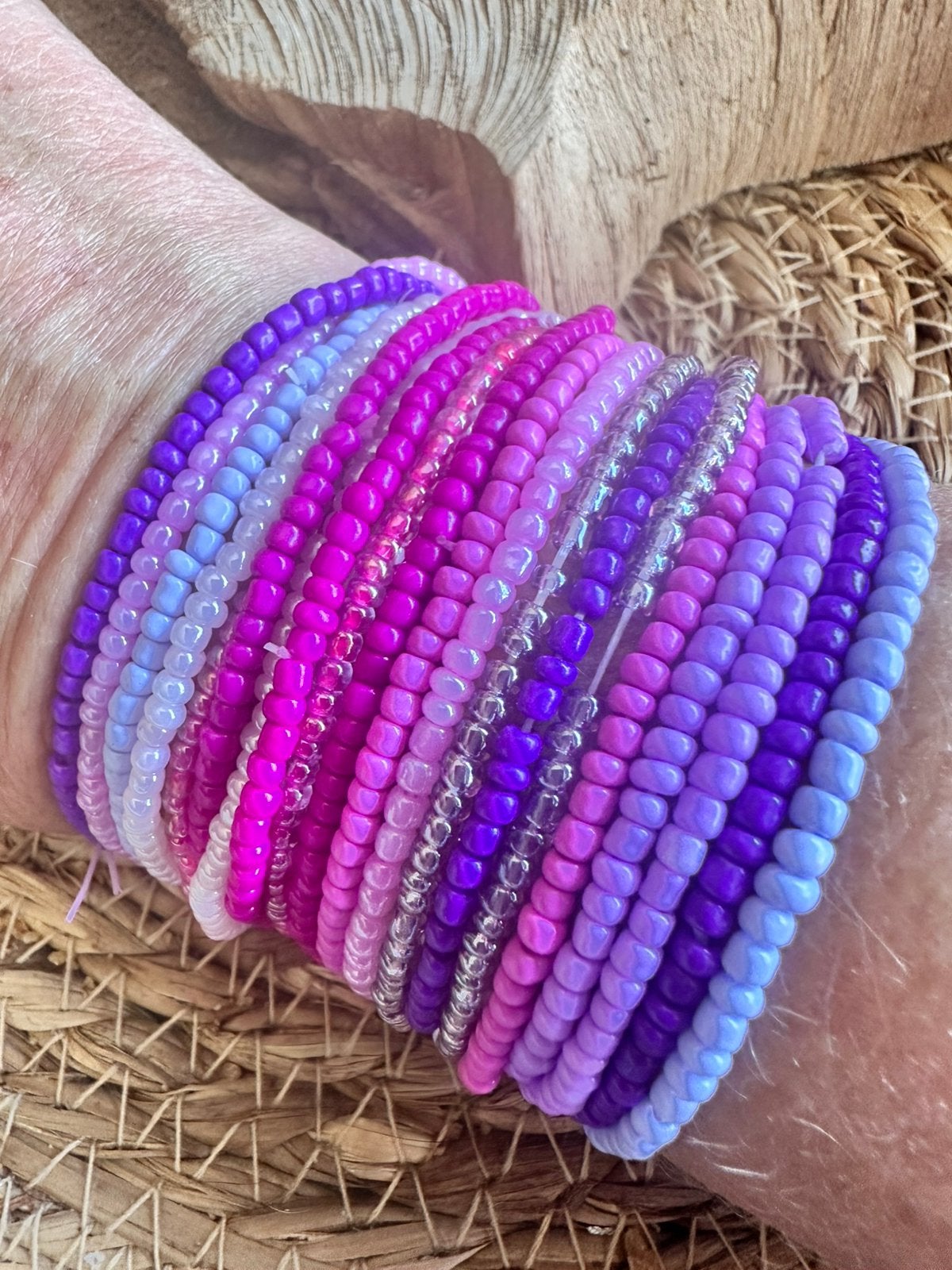Boho armbanden / roze - paars / boho chic / set van 20, Ophalen of Verzenden, Nieuw