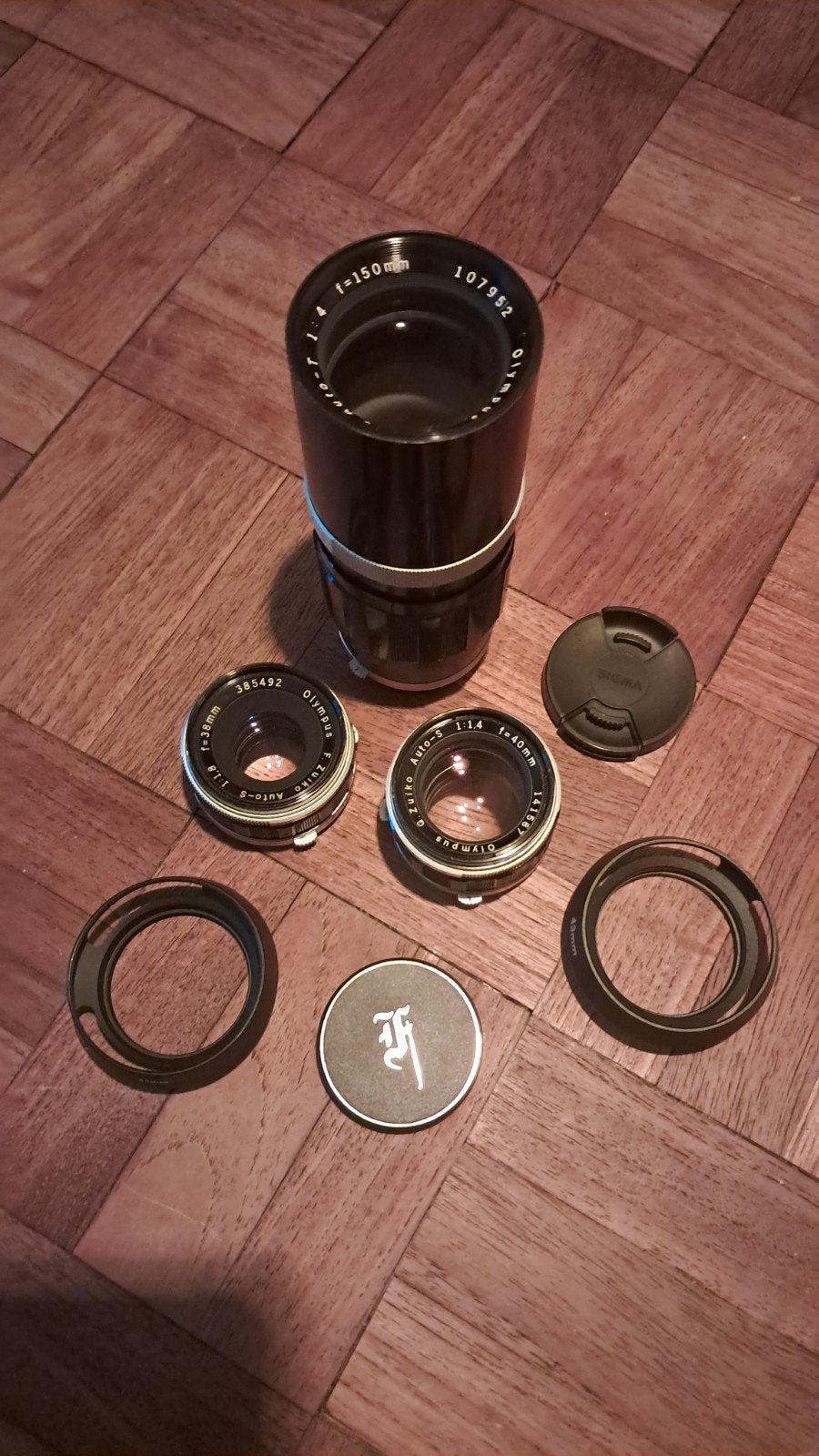 Olympus Pen FT Zuiko 38mm 40mm en 150mm, Ophalen of Verzenden, Standaardlens