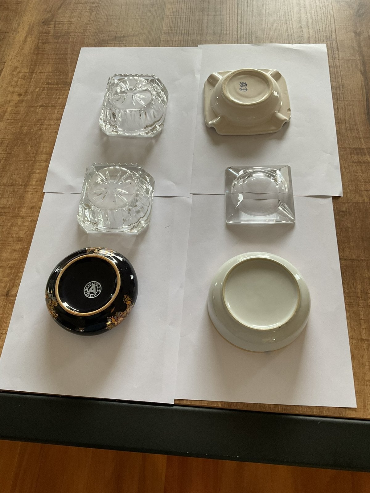 Set van 6 diverse asbakken - glas, keramiek, porselein, Ophalen of Verzenden