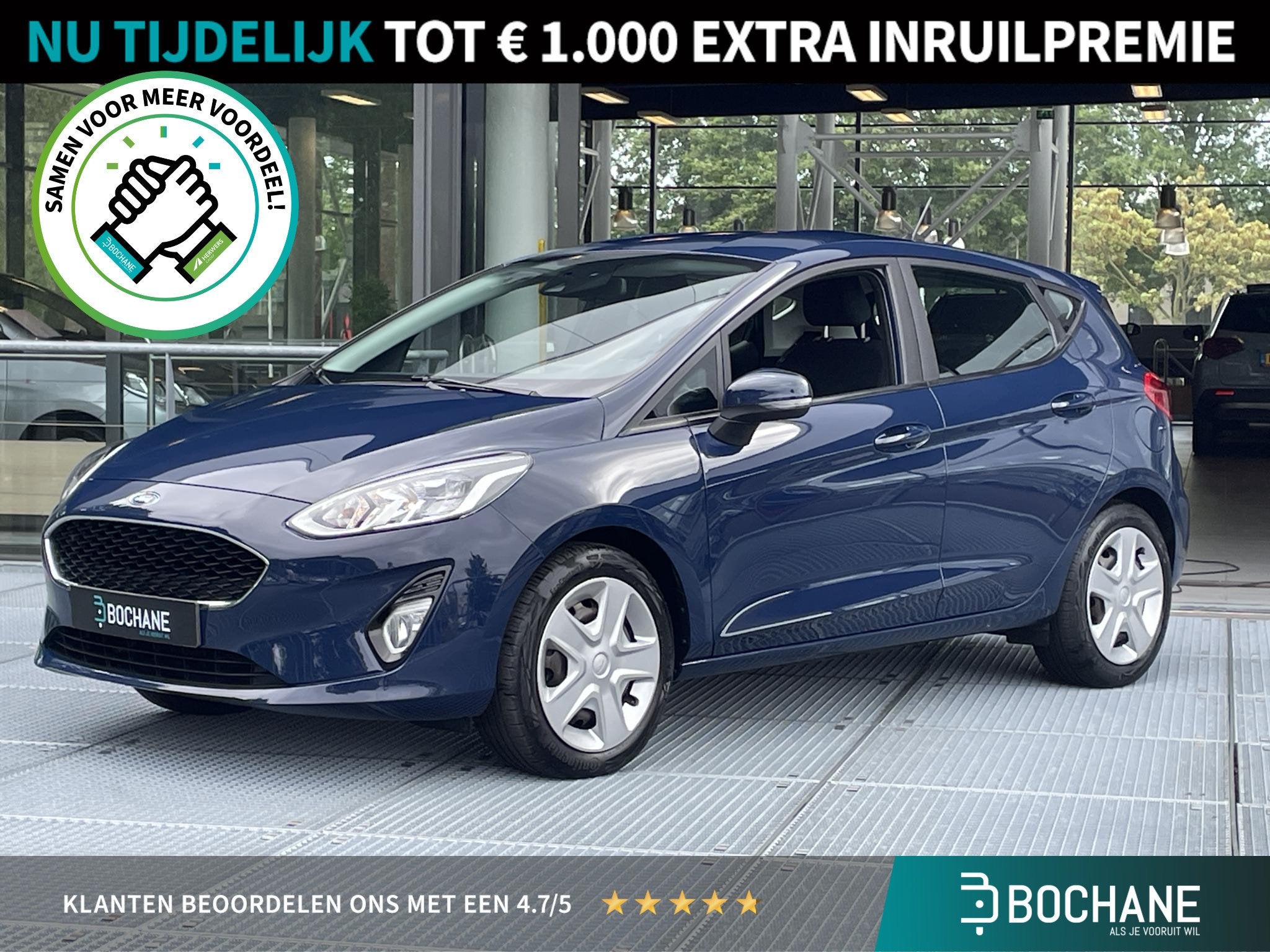 Ford Fiesta 1.0 EcoBoost Connected 95PK | Airco | Cruise Con, Klanten@ford.com, Blauw, Handgeschakeld, Ford
