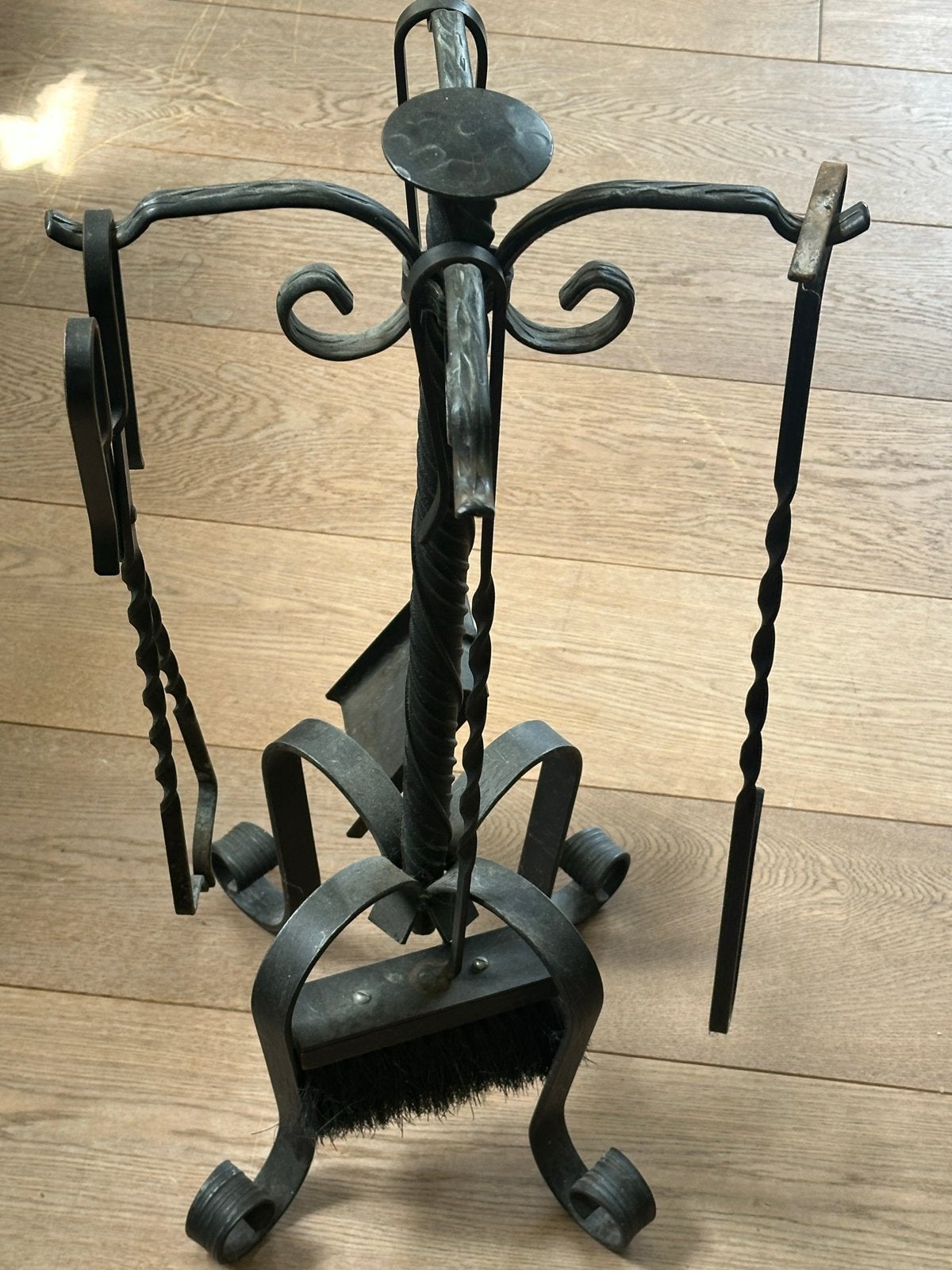 Smeedijzeren haardstel met 4 accessoires, Ophalen, Gebruikt, Vrijstaande haard, Overige soorten