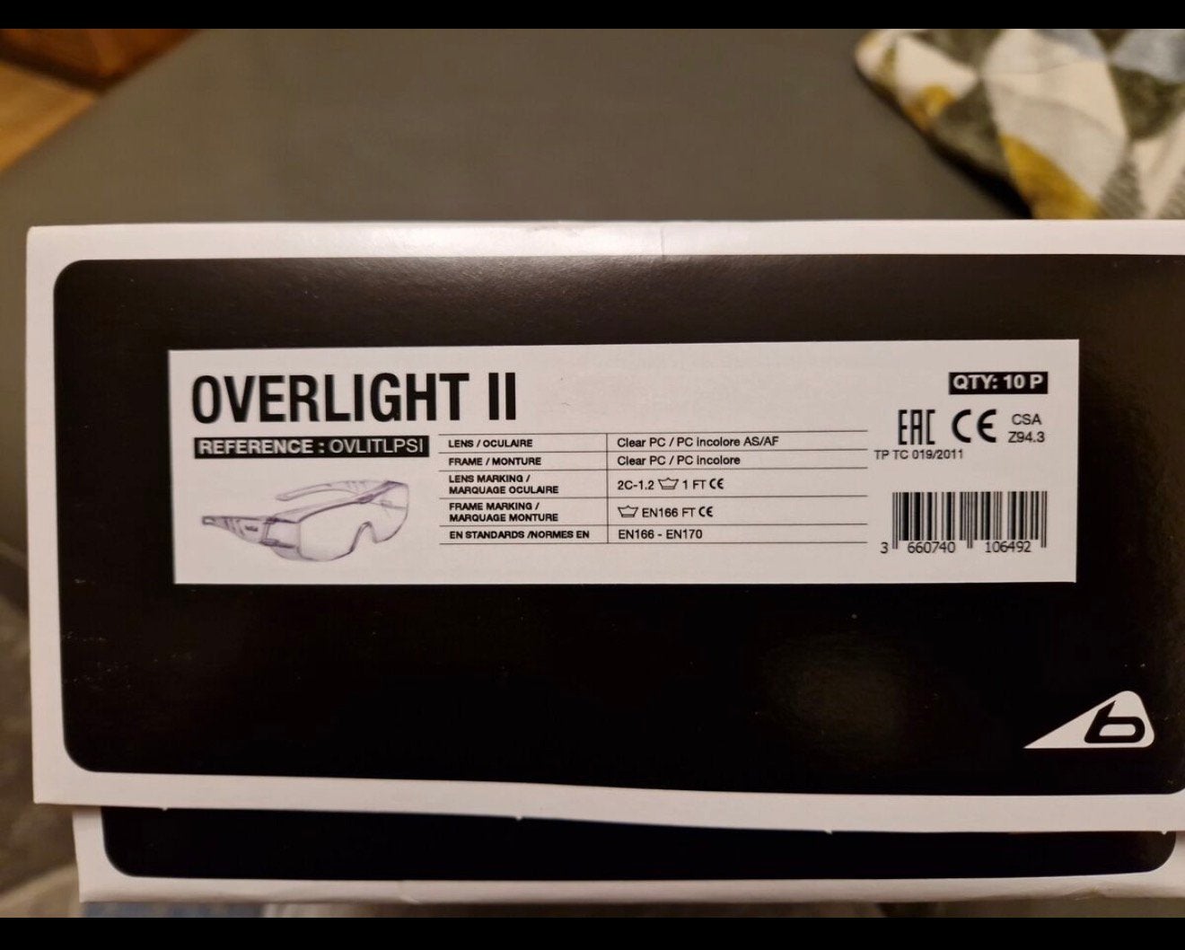 Bolle Overlight II - doos met 7 veiligheidsbril veiligheid, P, P, P, Nieuw