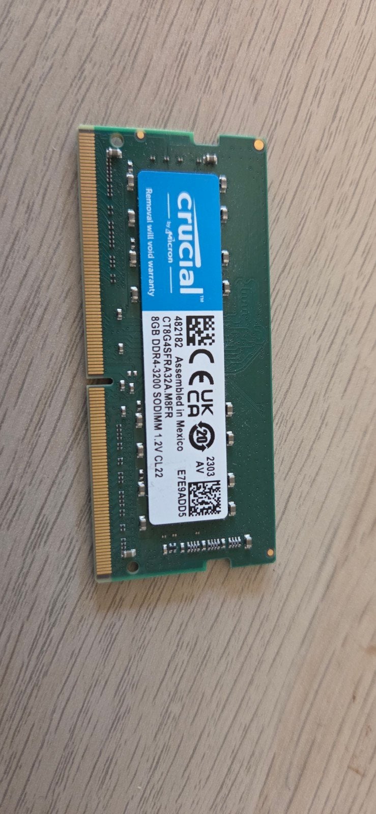 Crucial 8GB DDR4 SODIMM RAM 3200MHz, Computers en Software, RAM geheugen, DDR4, 8 GB, Ophalen of Verzenden, Zo goed als nieuw