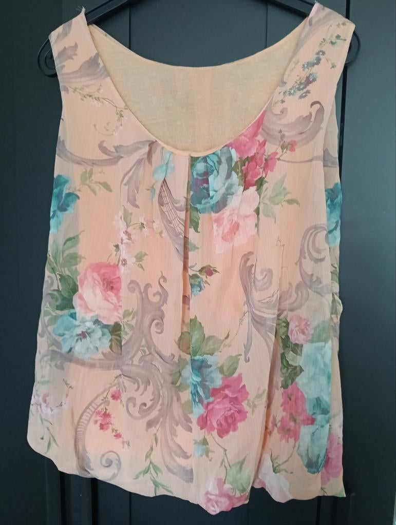 Mouwloze top met bloemenprint, Kleding | Dames, Tops, Maat 38/40 (M), Oranje, Ophalen of Verzenden, Zonder mouw