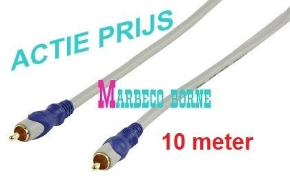 RCA kabel, Tulpkabel 10 m, verguld, RCA Male, Sub kabel