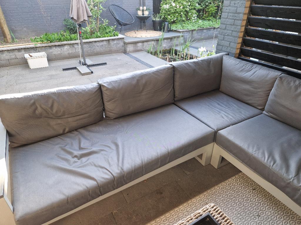 Losse all weather kussens lounge bank, Ophalen, 5 zitplaatsen, Gebruikt, Textileen