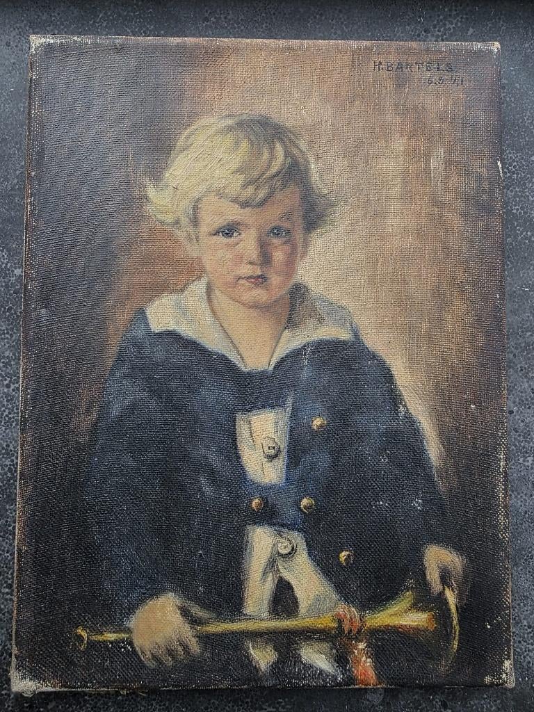 Antiek kinderportret, gedateerd 6 maart 1941, Antiek en Kunst, Ophalen of Verzenden