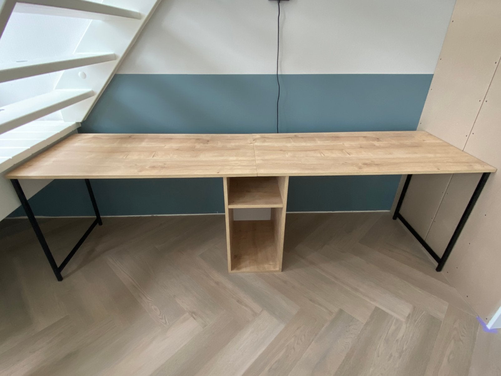 Dubbel bureau, Ophalen, Opbergruimte, 62 cm, Bruin