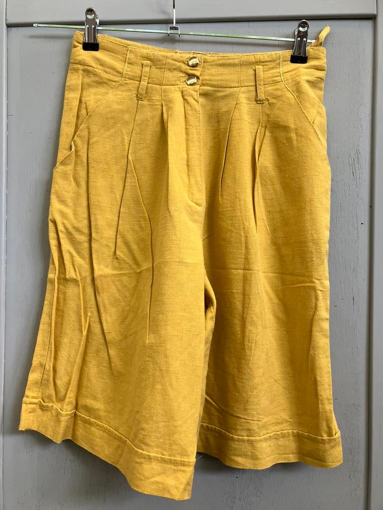 Korte zomer bermuda broek half lang dames 2026 S, Kort, Geel, Ophalen of Verzenden, Zo goed als nieuw