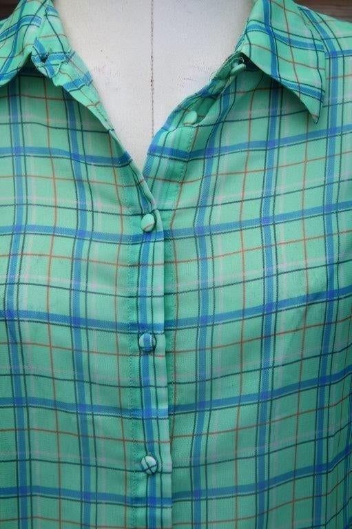 Blouse groen/ blauw Marylene Madou mt 34 transp Vaste prijs, Marylene Madou, Blauw, Ophalen of Verzenden, Zo goed als nieuw