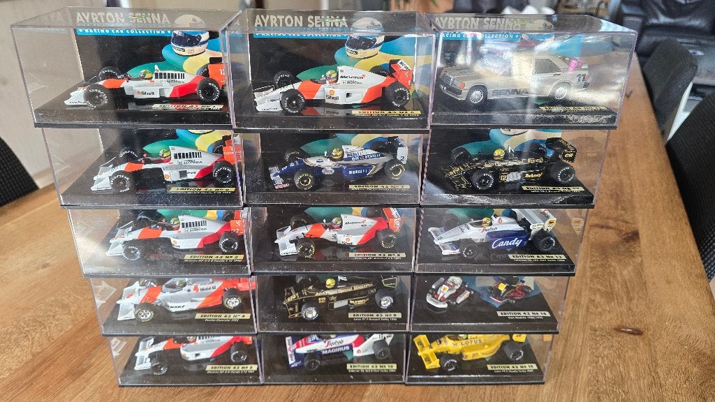 Ayrton Senna Racing Car Collection - 15 schaalmodellen, Ophalen of Verzenden, Zo goed als nieuw, Auto, MiniChamps
