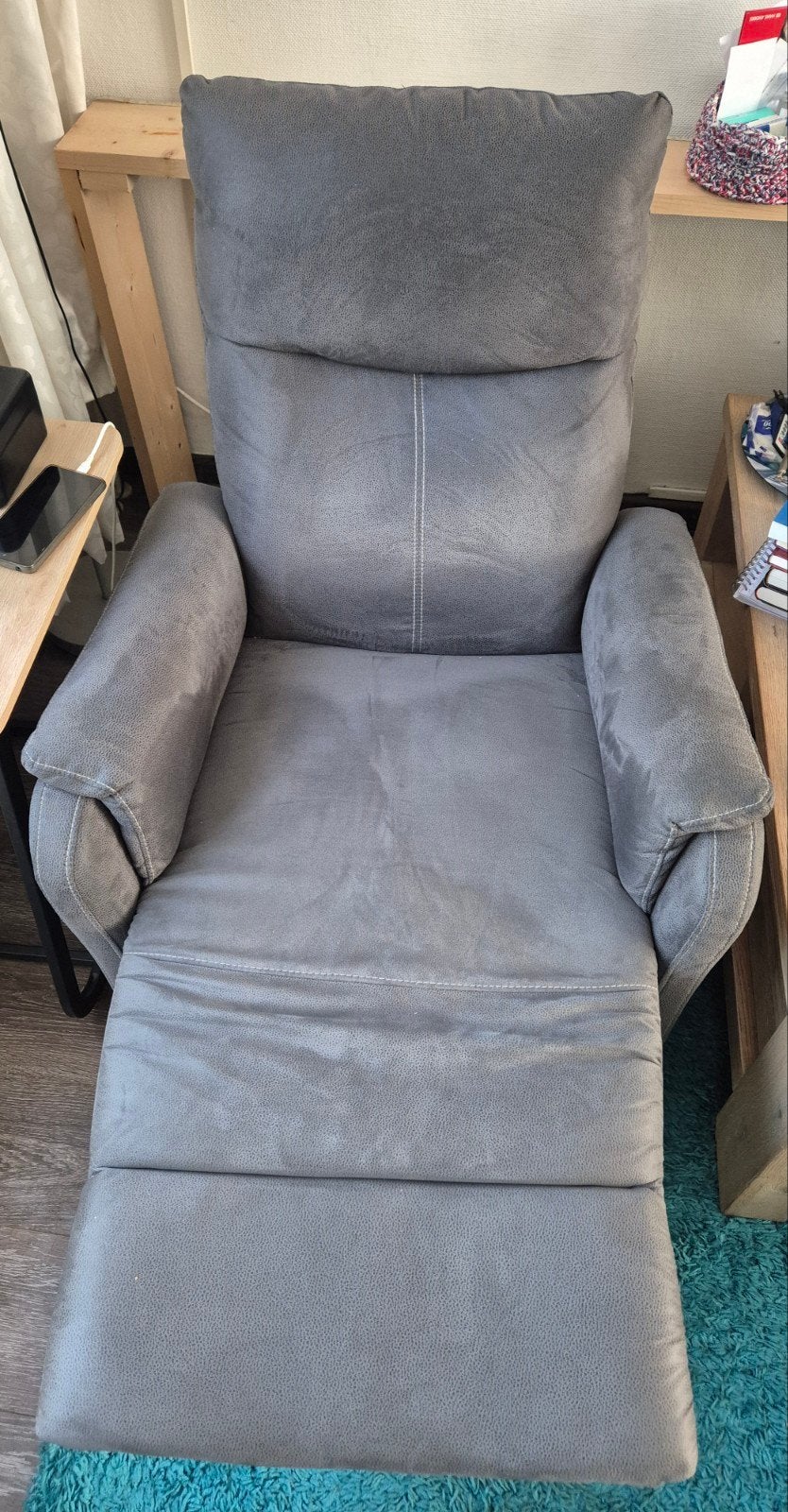 Elektrische relaxstoel - Grijs, Huis en Inrichting, Fauteuils, Ophalen, Gebruikt, Modern, Comfort, 75 tot 100 cm