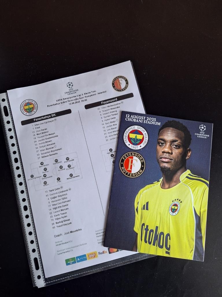 Progr/Teamsheet Fenerbahce-Feyenoord, Verzamelen, Ophalen of Verzenden, Nieuw, Feyenoord
