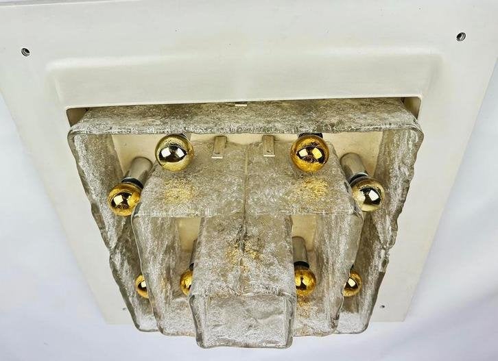 Vintage grote Kaiser Leuchten plafondlamp, Gebruikt, Niet ingevuld, Glas, Kaiser Leuchten