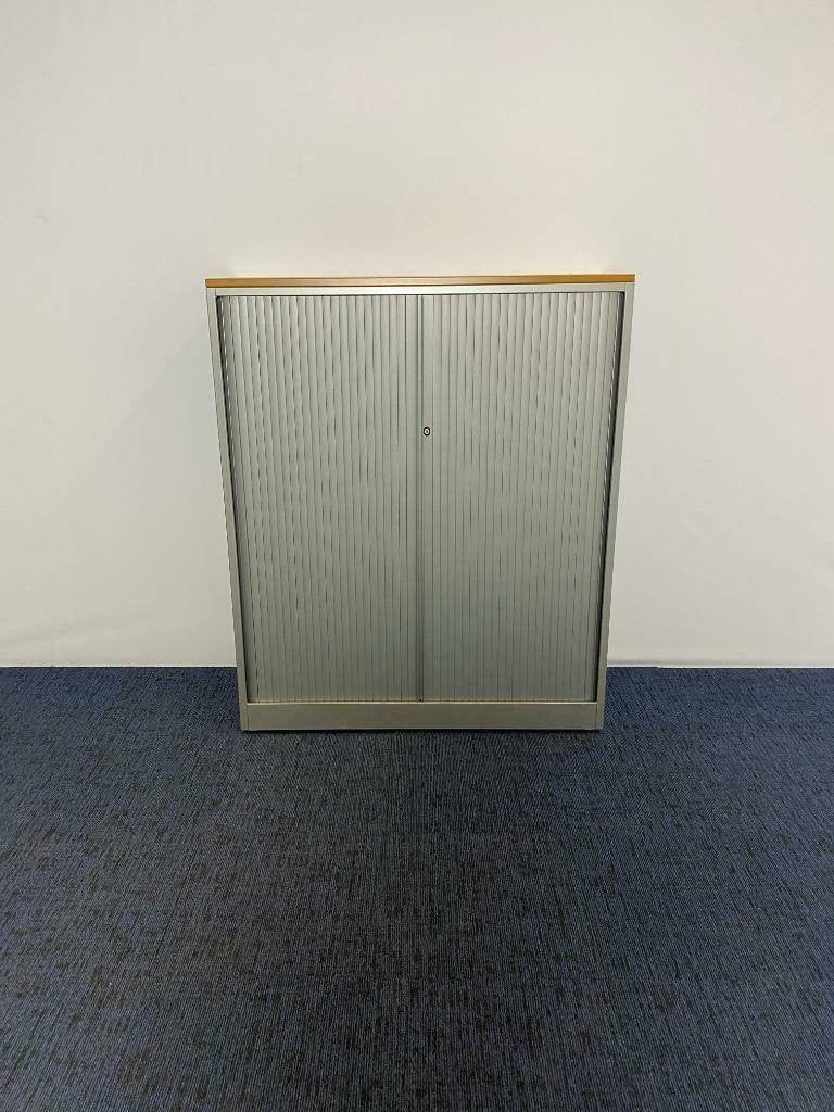 Roldeurkast Ahrend, aluminium, H 145 x B 120 x D 45 cm., Huis en Inrichting, Bureaus, Ophalen, Gebruikt